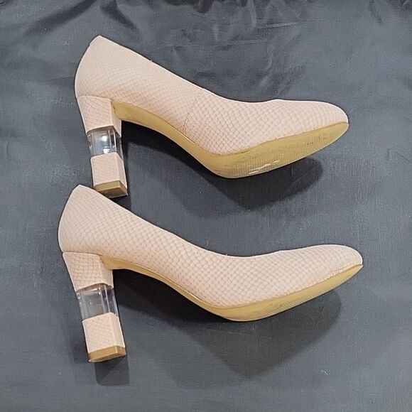 TALBOTS GENUINE LEATHER CLEAR HEEL INSET PUMPS SHOE - Picture 8 of 15